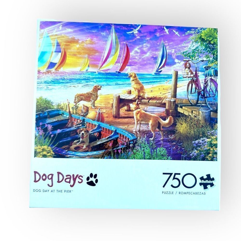 Buffalo Games Dog Days Dogs at the Pier 750 piece jigsaw puzzle game New